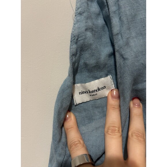 Nina Kendosa Paris Linen Tank blue Back Tie one Size - Picture 2 of 3
